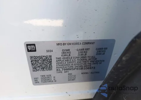 2025 Chevrolet Trailblazer Fwd Ls from USA, damaged, VIN KL79MMSP8SB106973